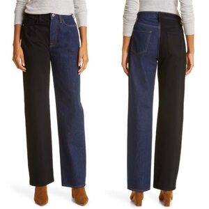 FRAME Le Jane Colorblock High Waist Relaxed Jeans (Dell Noir)
